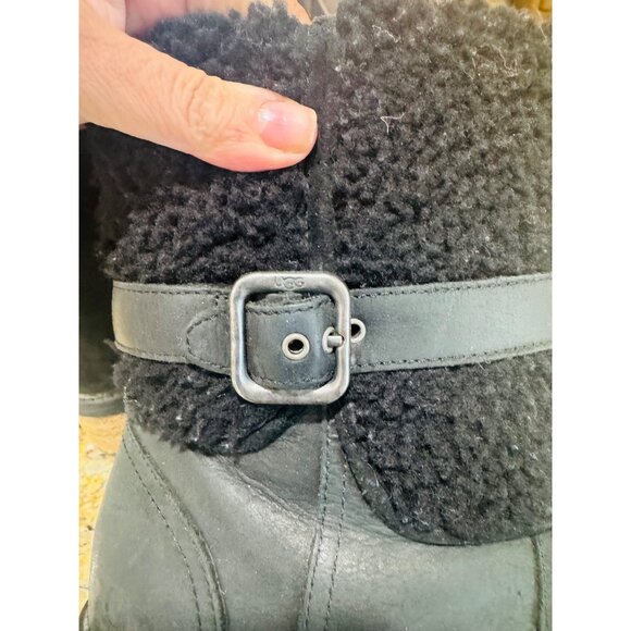 UGG Women Blayre II Shearling Genuine Cuff Suede Boots 1008220 Black 9.5 Snow - Picture 14 of 14
